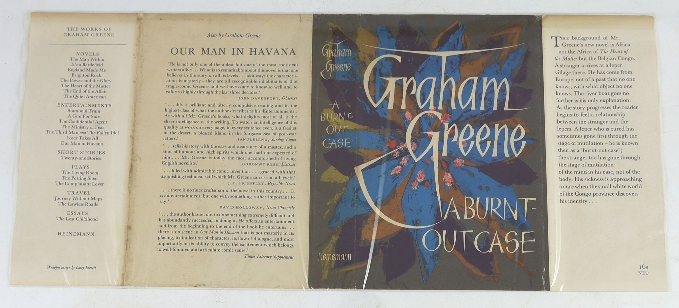 Greene, Graham - A Burnt out Case. 1st English ed. original cloth with I clipped d/j. 8vo. Heinemann, London, 1961.